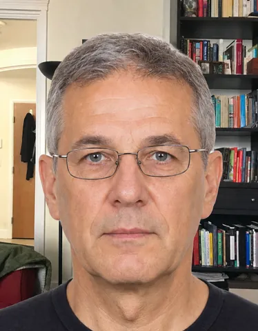 Wrong Germany Passport Photo: a busy room is visible behind the person instead of a plain light grey background (fictional AI-generated model)