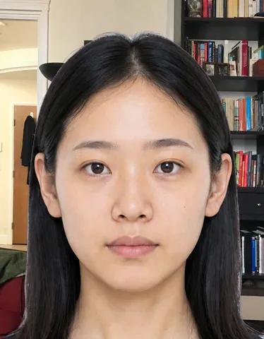 Wrong India Passport Photo: a busy room is visible behind the person instead of a plain white background (fictional AI-generated model)
