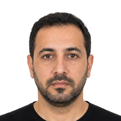 Example Philippines Visa Photo: a man with a short beard, 2×2 in, white background (fictional AI-generated model)